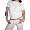 imageSHENHE Womens Plus Size Letter Graphic Crewneck T Shirts Short Sleeve Casual Crop TopsWhite