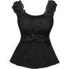imageSHENHE Womens Square Neck Smocked Ruched Sleeveless Eyelet Peplum Top Kawaii Cute TopBlack