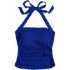 imageSHENHE Womens Tie Halter Neck Backless Ruched Slim Fit Textured Summer Cute Crop TopRoyal Blue