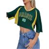 imageSHENHE Womens Y2k Soccer Jersey Top Brazil Crop Top Short Sleeve Graphic Loose Jersey ShirtGreen