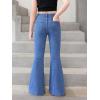 imageSHENHE Girls High Waisted Flare Leg Jeans Split Raw Hem Denim Pants with PocketsDark Wash Blue