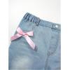 imageSHENHE Girls High Waisted Flare Leg Jeans Split Raw Hem Denim Pants with PocketsLight Wash Blue Bow