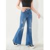 imageSHENHE Girls High Waisted Flare Leg Jeans Split Raw Hem Denim Pants with PocketsMedium Wash