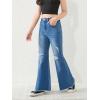 imageSHENHE Girls High Waisted Flare Leg Jeans Split Raw Hem Denim Pants with PocketsMedium Wash