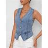 imageSHENHE Womens Button Down Denim Vest Top Sleeveless V Neck Jean Waistcoat Vest Y2K Summer Crop TopsLight Wash