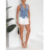 imageSHENHE Womens Button Down Denim Vest Top Sleeveless V Neck Jean Waistcoat Vest Y2K Summer Crop TopsLight Wash