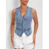 imageSHENHE Womens Button Down Denim Vest Top Sleeveless V Neck Jean Waistcoat Vest Y2K Summer Crop TopsLight Wash