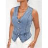 imageSHENHE Womens Button Down Denim Vest Top Sleeveless V Neck Jean Waistcoat Vest Y2K Summer Crop TopsLight Wash
