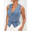 imageSHENHE Womens Button Down Denim Vest Top Sleeveless V Neck Jean Waistcoat Vest Y2K Summer Crop TopsMedium Wash Blue