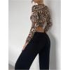 imageSHENHE Womens Cheetah Print Crew Neck Long Sleeve T Shirt Slim Fit Crop TopsMulticolor