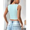 imageSHENHE Womens Letter Print Lace Up Round Neck Slim Fit Crop Going Out Tank TopsBlue