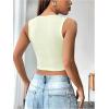 imageSHENHE Womens Letter Print Lace Up Round Neck Slim Fit Crop Going Out Tank TopsLight Green