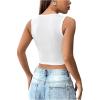 imageSHENHE Womens Letter Print Lace Up Round Neck Slim Fit Crop Going Out Tank TopsWhite