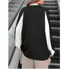 imageSHENHE Womens Oversized Jersey Shirt Graphic Print Crew Neck Color Block Raglan Sleeve Y2K Tee Shirt TopBlack and White