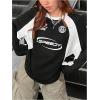imageSHENHE Womens Oversized Jersey Shirt Graphic Print Crew Neck Color Block Raglan Sleeve Y2K Tee Shirt TopBlack and White