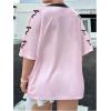 imageSHENHE Womens Plus Size Y2k Oversized Jersey Top Bow Graphic V Neck Half Sleeve Tee ShirtMulticolor