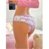 imageSHENHE Womens Ruffle Lace Trim Satin Underwear Low Rise Cute Bow Bikini PantyLilac Purple