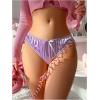 imageSHENHE Womens Ruffle Lace Trim Satin Underwear Low Rise Cute Bow Bikini PantyLilac Purple