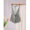 imageSHENHE Womens Striped Tie Front Top Open Back Deep V Halter Sexy Going Out Y2k Crop TopBlack