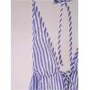 imageSHENHE Womens Striped Tie Front Top Open Back Deep V Halter Sexy Going Out Y2k Crop TopBlue