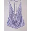 imageSHENHE Womens Striped Tie Front Top Open Back Deep V Halter Sexy Going Out Y2k Crop TopBlue