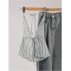 imageSHENHE Womens Striped Tie Front Top Open Back Deep V Halter Sexy Going Out Y2k Crop TopGreen