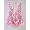 imageSHENHE Womens Striped Tie Front Top Open Back Deep V Halter Sexy Going Out Y2k Crop TopHot Pink