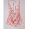 imageSHENHE Womens Striped Tie Front Top Open Back Deep V Halter Sexy Going Out Y2k Crop TopRed