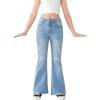 imageSHENHE Girls High Waisted Flare Leg Jeans Split Raw Hem Denim Pants with PocketsLight Wash