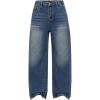imageSHENHE Girls Wide Leg Jeans Casual Elastic Waist Loose Jeans Denim Pants with PocketsMedium Wash Blue
