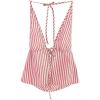 imageSHENHE Womens Striped Tie Front Top Open Back Deep V Halter Sexy Going Out Y2k Crop TopRed