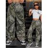 imageSHENHE Girls Camo High Waisted Wide Leg Jeans Loose Casual Long Denim Pants StreetwearGreen