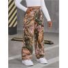 imageSHENHE Girls Camo High Waisted Wide Leg Jeans Loose Casual Long Denim Pants StreetwearKhaki