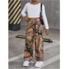 imageSHENHE Girls Camo High Waisted Wide Leg Jeans Loose Casual Long Denim Pants StreetwearKhaki