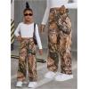 imageSHENHE Girls Camo High Waisted Wide Leg Jeans Loose Casual Long Denim Pants StreetwearKhaki