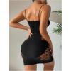 imageSHENHE Womens Fishnet Lingerie Mesh Night Dress Hollow Out Bodycon Mini Dress ChemiseBlack