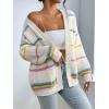 imageSHENHE Womens Open Front Colorful Striped Drop Shoulder Oversized Cardigan SweaterMulticolor