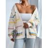 imageSHENHE Womens Open Front Colorful Striped Drop Shoulder Oversized Cardigan SweaterMulticolor