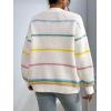 imageSHENHE Womens Open Front Colorful Striped Drop Shoulder Oversized Cardigan SweaterMulticolor