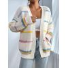 imageSHENHE Womens Open Front Colorful Striped Drop Shoulder Oversized Cardigan SweaterMulticolor