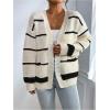 imageSHENHE Womens Open Front Colorful Striped Drop Shoulder Oversized Cardigan SweaterMulticolor Black and White