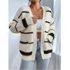imageSHENHE Womens Open Front Colorful Striped Drop Shoulder Oversized Cardigan SweaterMulticolor Black and White