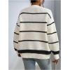 imageSHENHE Womens Open Front Colorful Striped Drop Shoulder Oversized Cardigan SweaterMulticolor Black and White