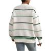 imageSHENHE Womens Open Front Colorful Striped Drop Shoulder Oversized Cardigan SweaterMulticolor White Green