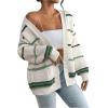imageSHENHE Womens Open Front Colorful Striped Drop Shoulder Oversized Cardigan SweaterMulticolor White Green