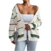 imageSHENHE Womens Open Front Colorful Striped Drop Shoulder Oversized Cardigan SweaterMulticolor White Green