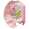 imageSHENHE Girls Crewneck Cute Smile Face Cartoon Graphic Sweatshirts Long Sleeve Loose PulloversPink