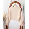 imageSHENHE Girls Bow Button Down Knitted Cardigan V Neck Loose Cute Crop Sweater OutwearApricot