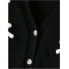 imageSHENHE Girls Bow Button Down Knitted Cardigan V Neck Loose Cute Crop Sweater OutwearBlack