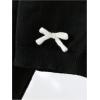 imageSHENHE Girls Bow Button Down Knitted Cardigan V Neck Loose Cute Crop Sweater OutwearBlack